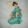 Embroidered Geisha with musical instrument design on pillowcase
