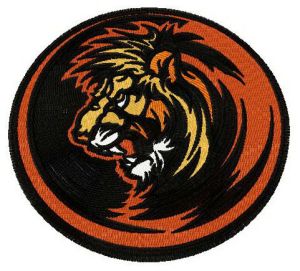 Lion badge embroidery design