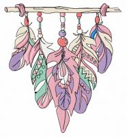 Colorful feathers embroidery design