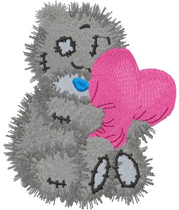 Teddy with heart free embroidery design