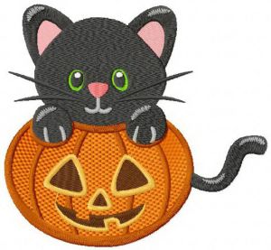 Halloween kitten embroidery design