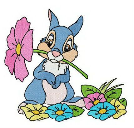 Thumper and spring meadow machine embroidery design 