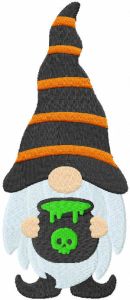 Halloween dwarf with magic pot embroidery design