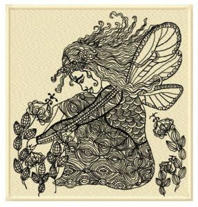 Upset fairy embroidery design