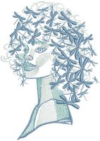 Dragonfly hairstyle girl embroidery design