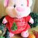Embroidered pig toy with Christmas tree design