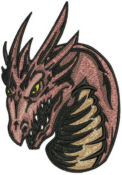 Rock dragon machine embroidery design