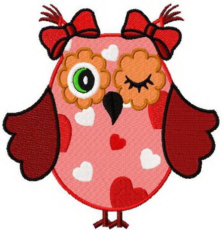 Winking owl machine embroidery design