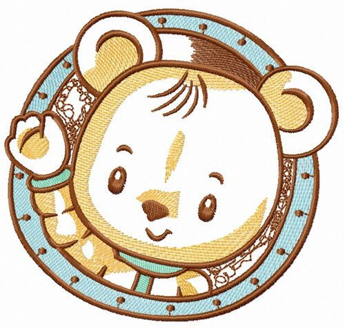 Bear astronaut machine embroidery design