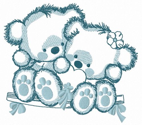 Bears on a teeter 4 machine embroidery design