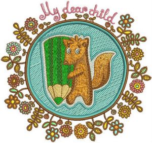 Squirrel the painter embroidery design
