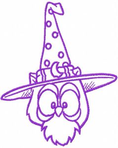 Halloween violet owl embroidery design