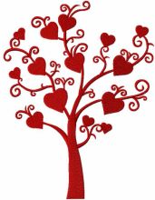 Loving heart tree embroidery design