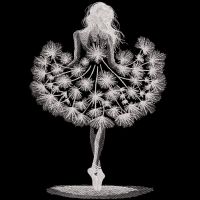 Girl in a dandelion dress embroidery design