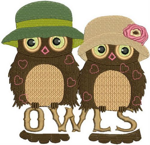 Valentine owls machine embroidery design