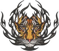 Tiger badge embroidery design