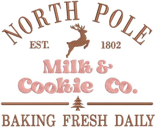 North Pole Milk and cookies embroidery design