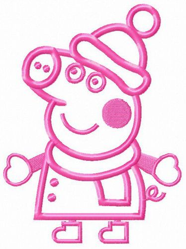 Peppa Pig winter time machine embroidery design
