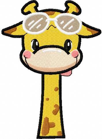 Girafffe with sunglasses embroidery design