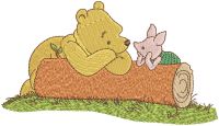 Winnie Pooh Piglet reunindo desenho de bordado grátis