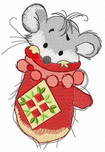 Knitted mitten for mouse machine embroidery design