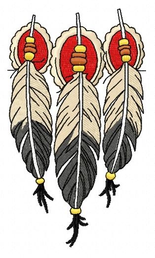 Three feathers machine embroidery design