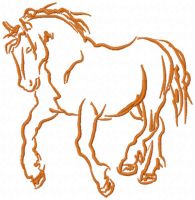 Galloping brown gelding free embroidery design