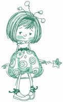 Upset girl fairy sketch embroidery design
