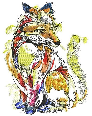 Fox in my dream machine embroidery design