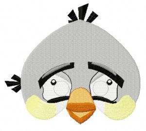 Angry bird white embroidery design