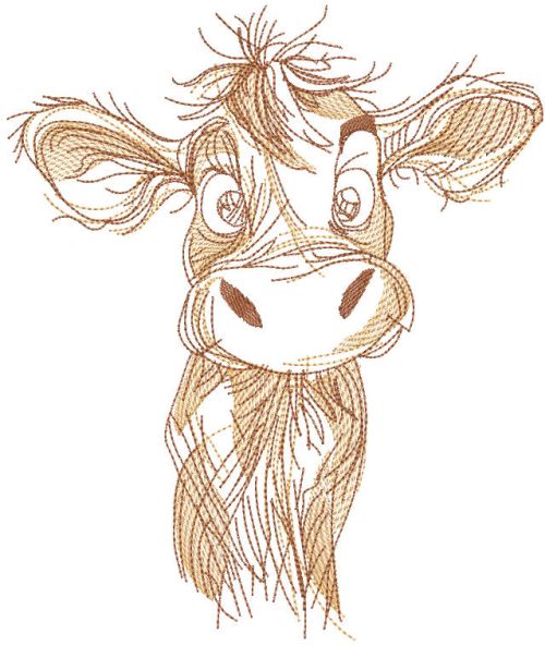 Cute little calf sketch embroidery design