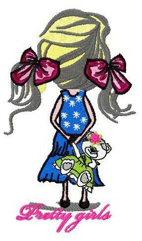 Offended pretty girls machine embroidery design