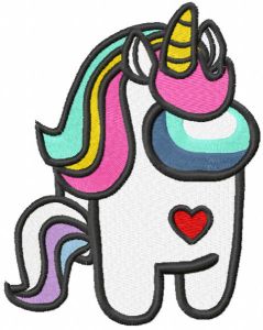 Among us unicorn embroidery design