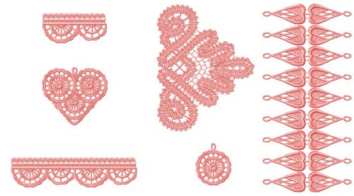 Battenburg lace set machine embroidery design