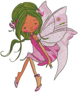 Young Fairy in Pink Dress embroidery design