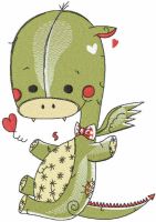 Baby dragon party embroidery design