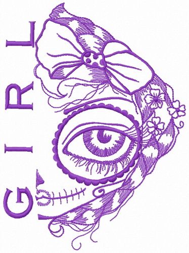 Sad girl one color embroidery design