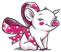 Piggy present embroidery design