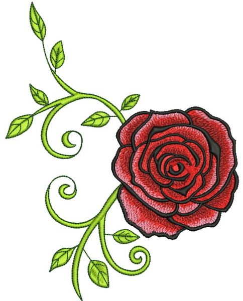 Red grand rose embroidery design