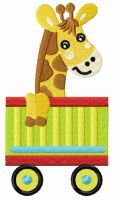 Giraffe in cart embroidery design
