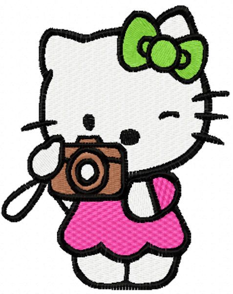 Hello Kitty Photographer machine embroidery design