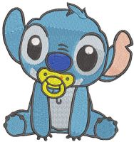 Stitch baby with pacifier embroidery design