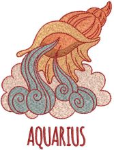 Aquarius zodiac sign embroidery design