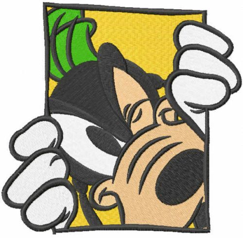 Goofy in the window embroidery design