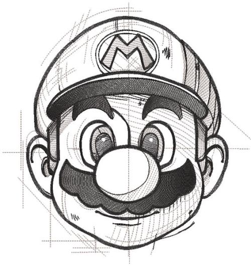 Super mario art sketch embroidery design