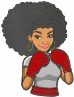 Woman boxer embroidery design