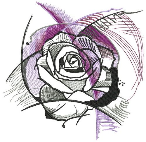 Geometric rose machine embroidery design
