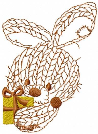 Bunny with gift toy free embroidery design