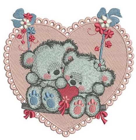 Bears on a teeter machine embroidery design