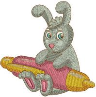 Bunny with pen embroidery design